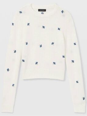 Club Monaco Cream Sweater with Blue Floral Accents